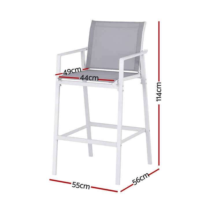 Jasper Outdoor Bar Stool Steel (Set of 2) White 74cm