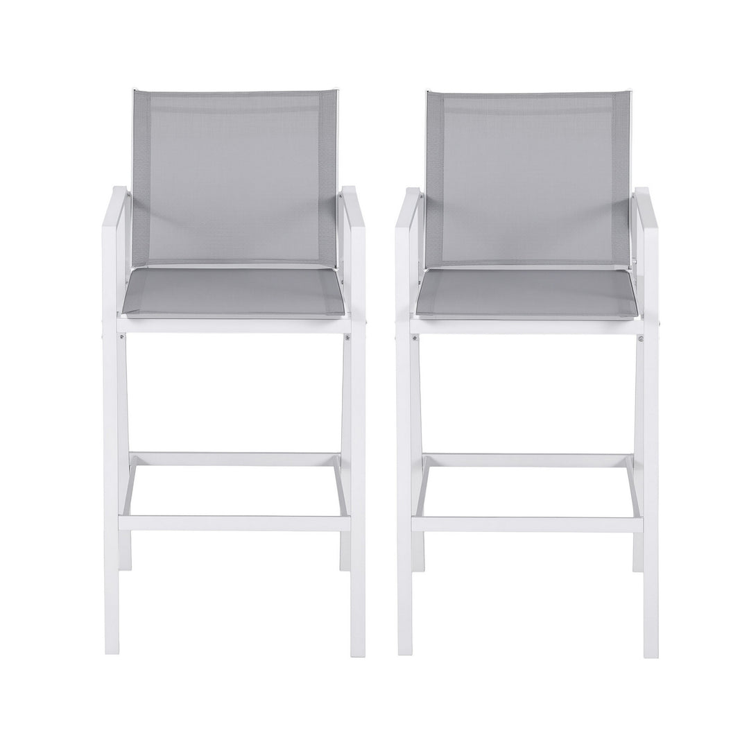Jasper Outdoor Bar Stool Steel (Set of 2) White 74cm