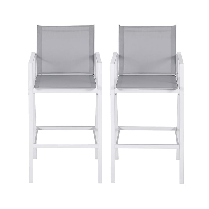 Jasper Outdoor Bar Stool Steel (Set of 2) White 74cm