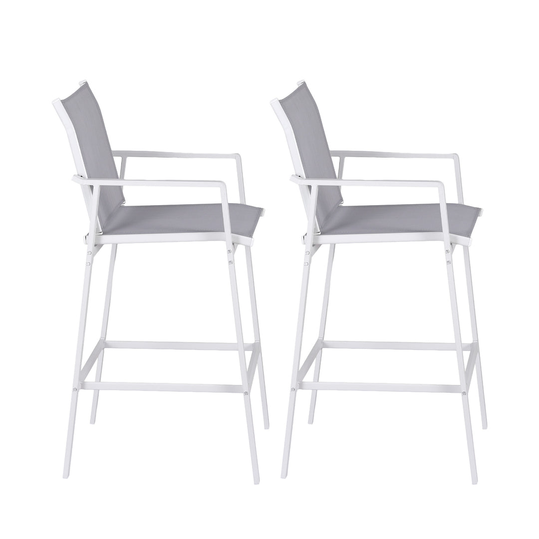 Jasper Outdoor Bar Stool Steel (Set of 2) White 74cm
