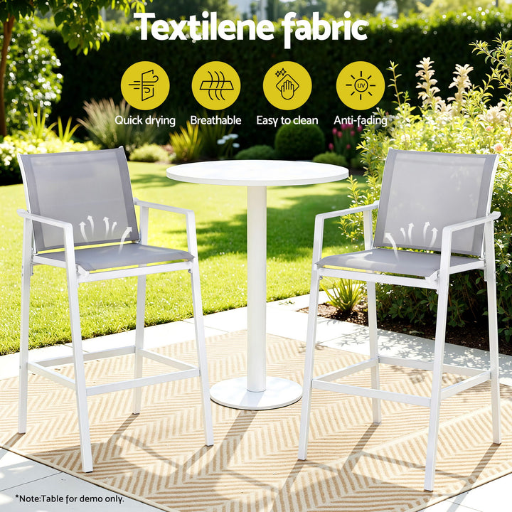 Jasper Outdoor Bar Stool Steel (Set of 2) White 74cm