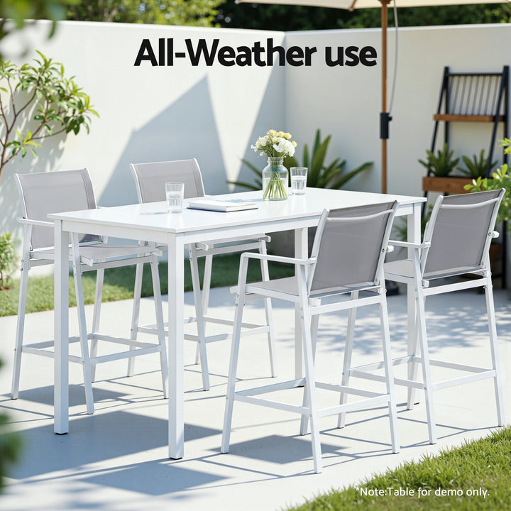 Jasper Outdoor Bar Stool Steel (Set of 2) White 74cm