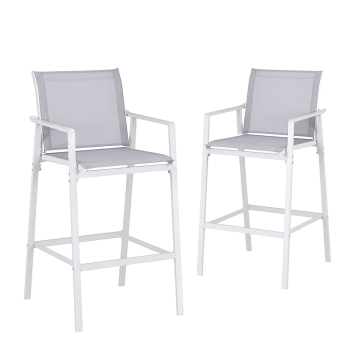 Jasper Outdoor Bar Stool Steel (Set of 2) White 74cm