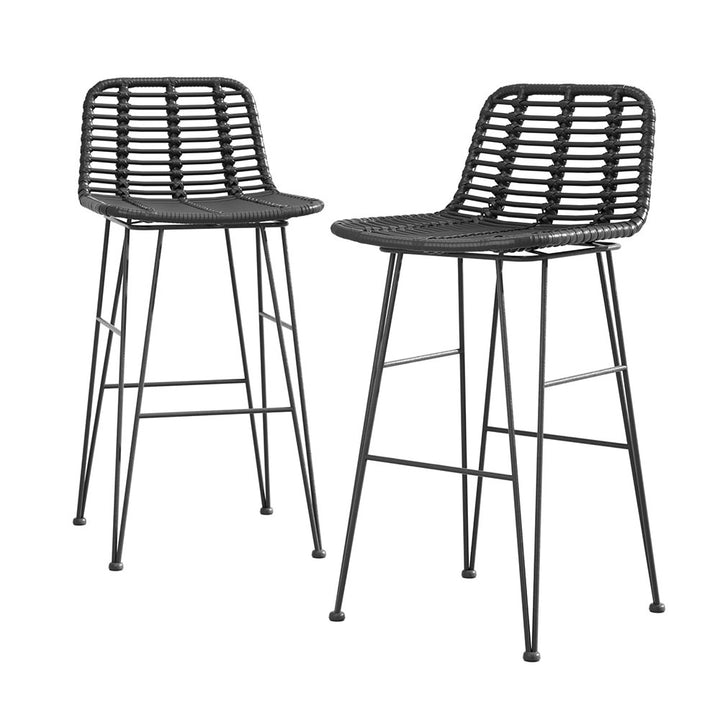 Raya Outdoor Bar Stools (Set of 2) Black 68cm