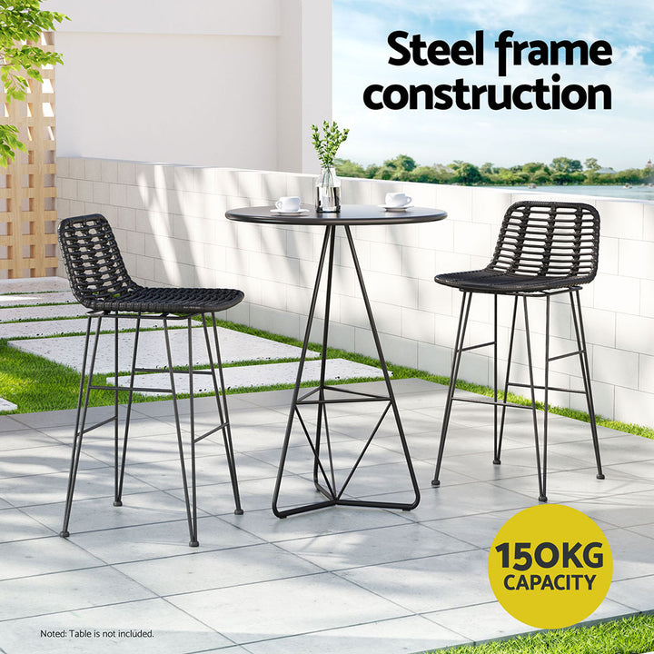 Raya Outdoor Bar Stools (Set of 2) Black 68cm