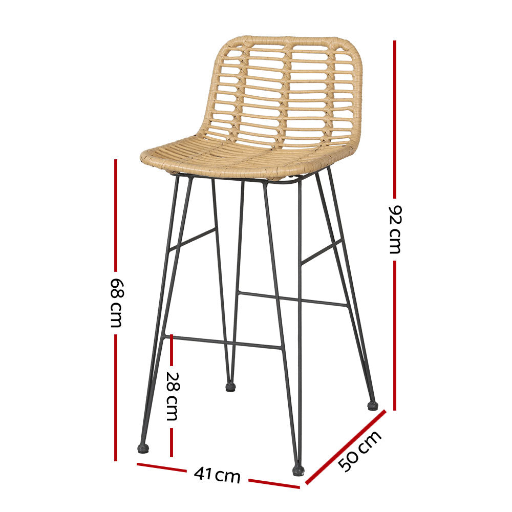 Raya Outdoor Bar Stools (Set of 2) Natural 68cm