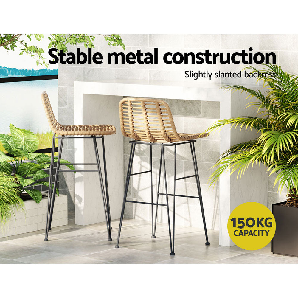 Raya Outdoor Bar Stools (Set of 2) Natural 68cm