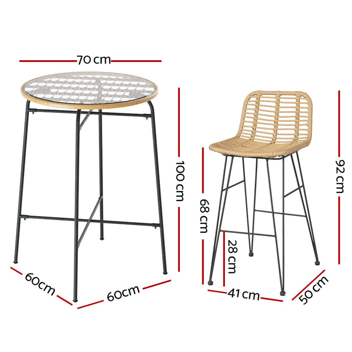 Raya Outdoor Bar Table Set (3 Piece)