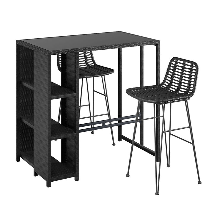Raya Outdoor Bar Table Set (3 Piece) Black