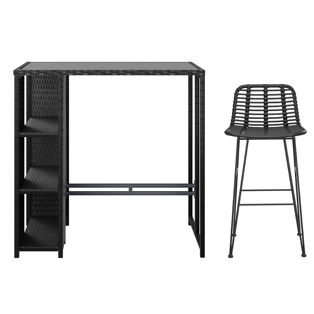 Raya Outdoor Bar Table Set (3 Piece) Black