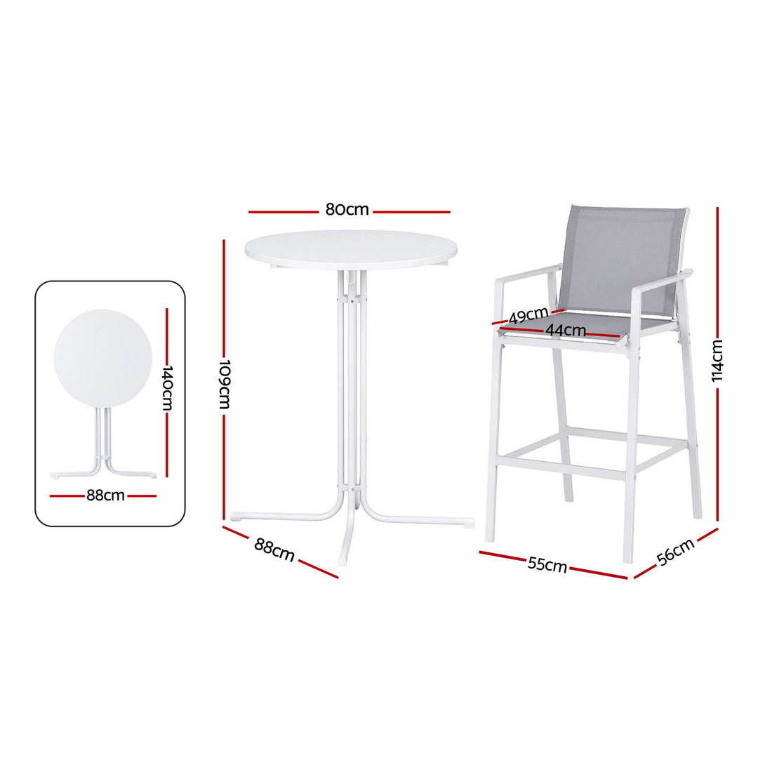 Jasper Outdoor Bar Table Set (3 Piece) White