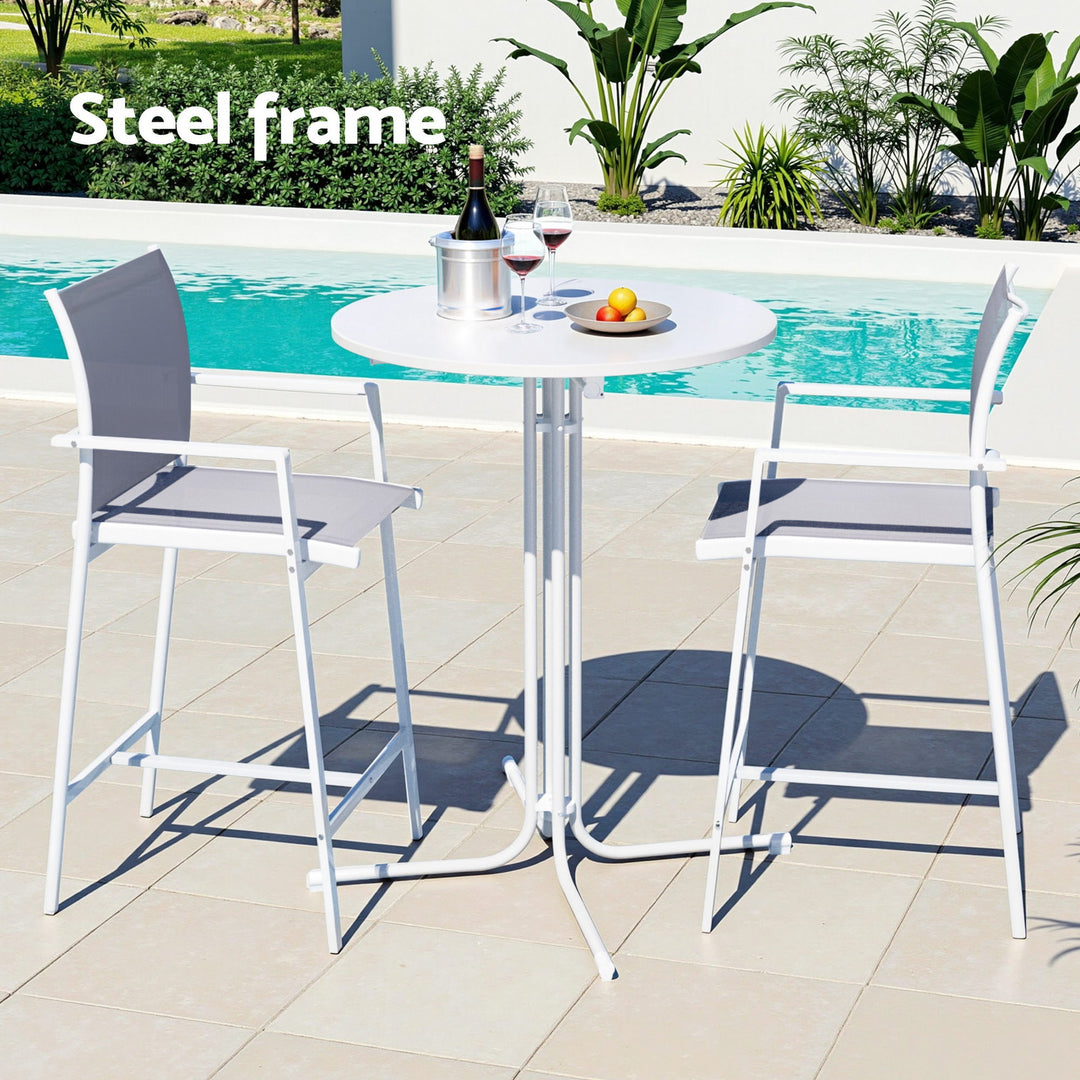 Jasper Outdoor Bar Table Set (3 Piece) White