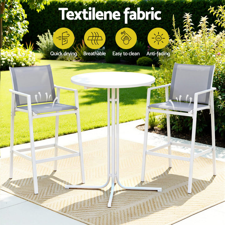 Jasper Outdoor Bar Table Set (3 Piece) White