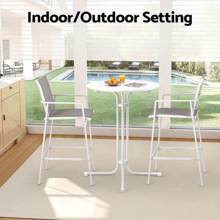 Jasper Outdoor Bar Table Set (3 Piece) White