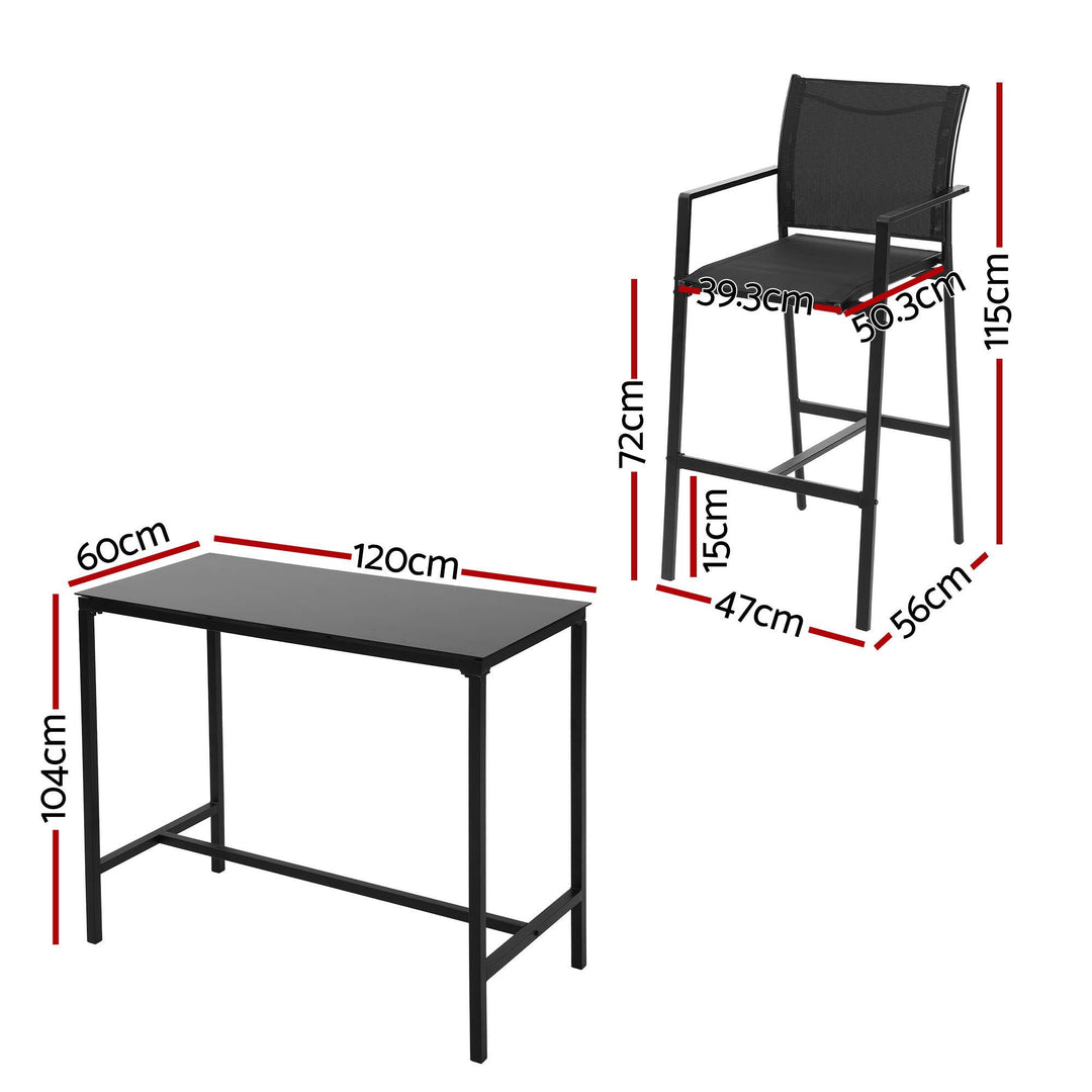 Gardeon Outdoor Bar Table Set (7 Piece) Black