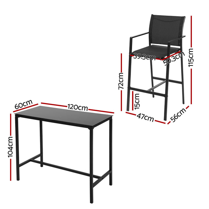 Gardeon Outdoor Bar Table Set (7 Piece) Black