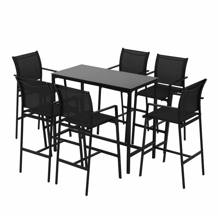 Gardeon Outdoor Bar Table Set (7 Piece) Black