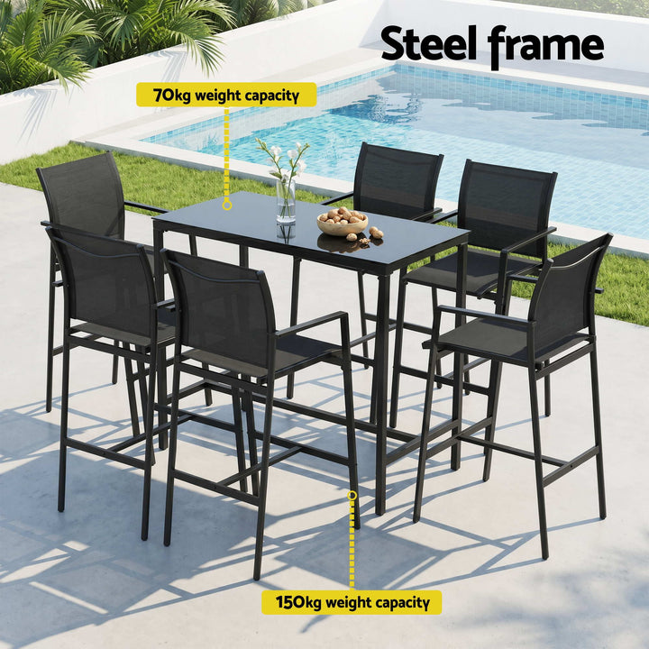 Gardeon Outdoor Bar Table Set (7 Piece) Black