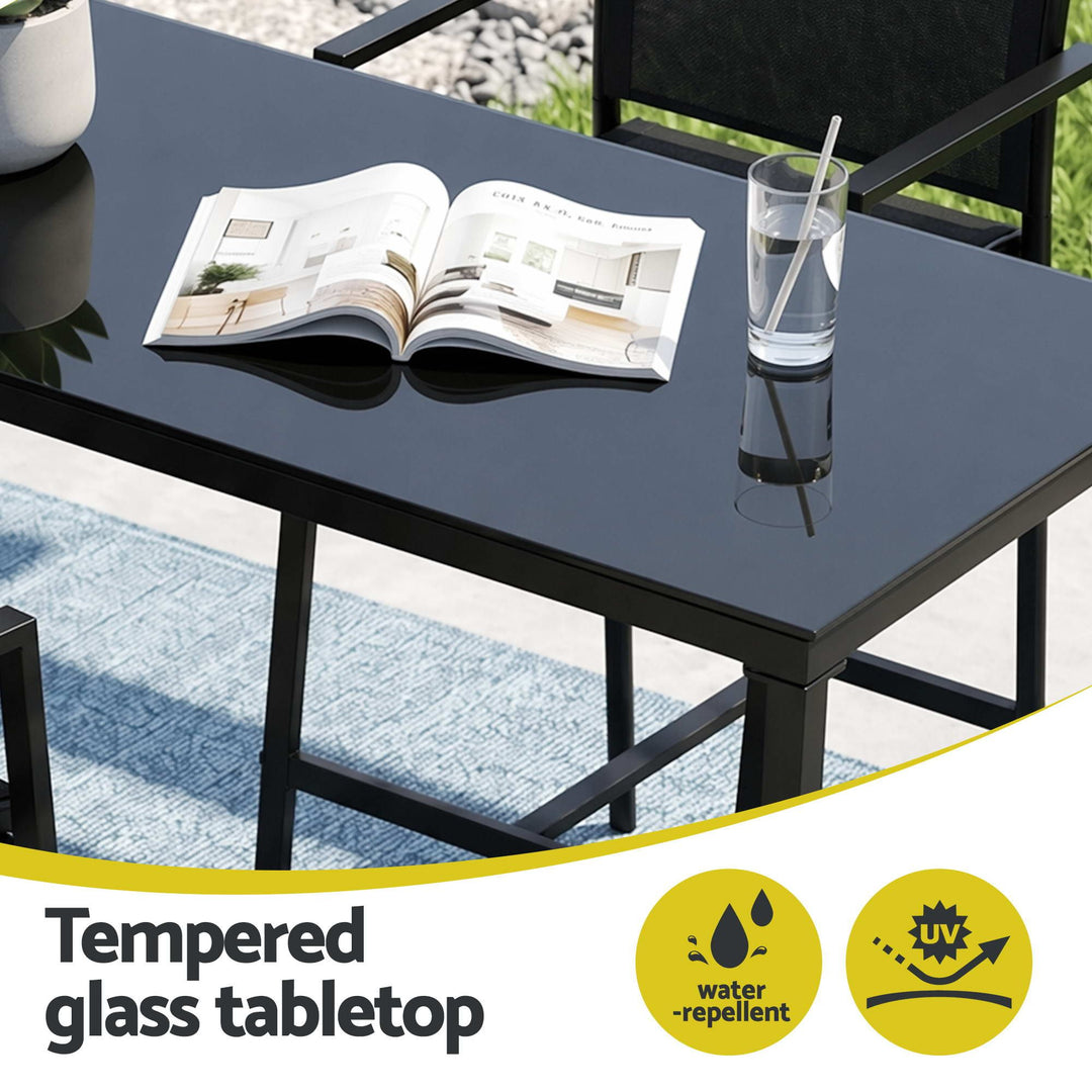 Gardeon Outdoor Bar Table Set (7 Piece) Black