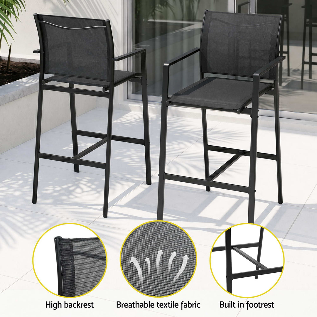 Gardeon Outdoor Bar Table Set (7 Piece) Black