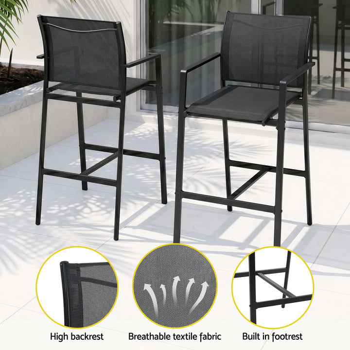 Gardeon Outdoor Bar Table Set (7 Piece) Black