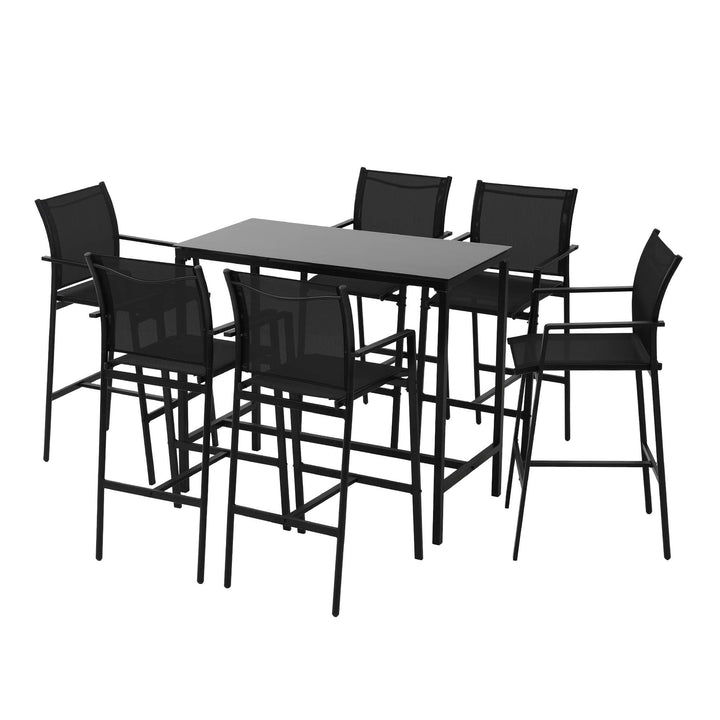 Gardeon Outdoor Bar Table Set (7 Piece) Black