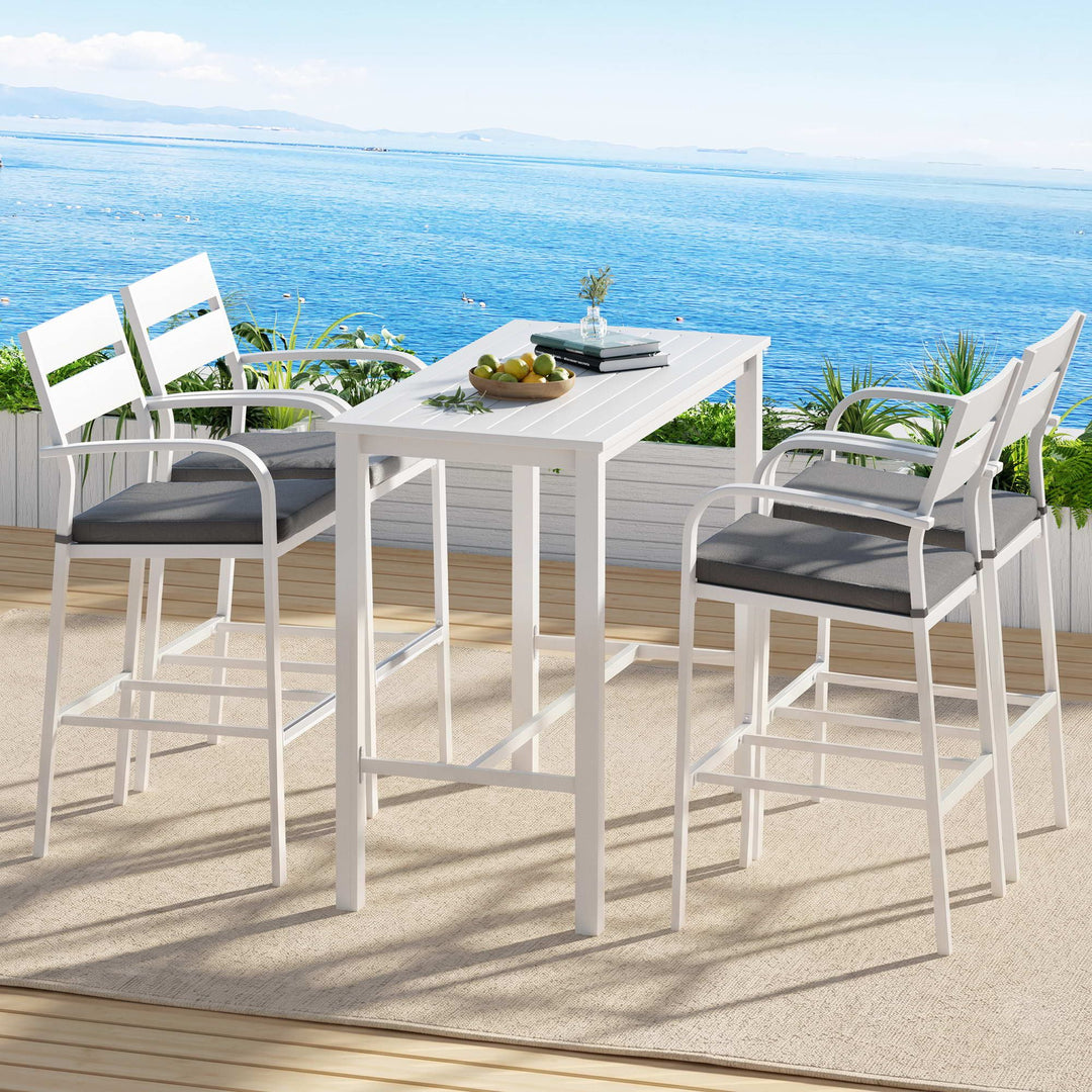 Hudson Outdoor Bar Table Set (5 Piece) White
