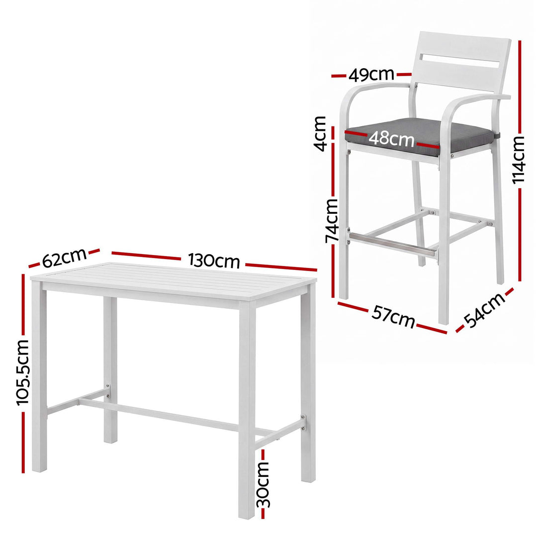 Hudson Outdoor Bar Table Set (5 Piece) White