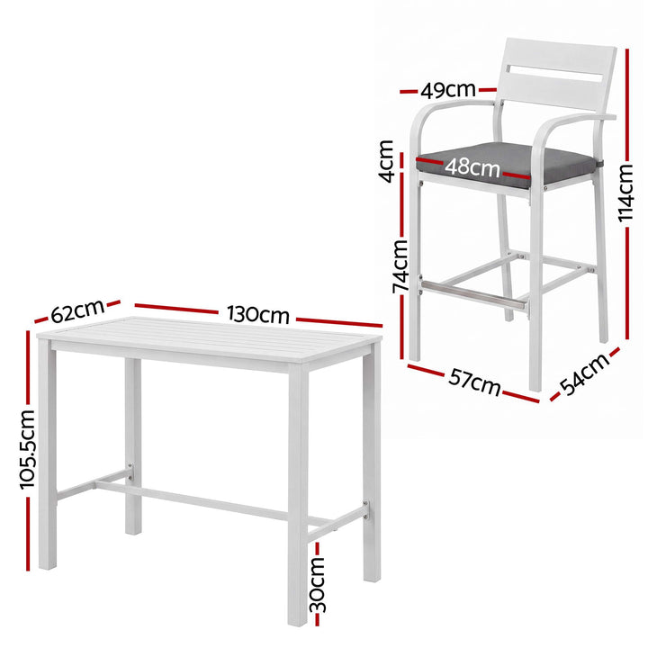 Hudson Outdoor Bar Table Set (5 Piece) White