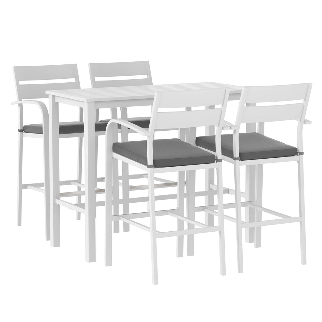 Hudson Outdoor Bar Table Set (5 Piece) White