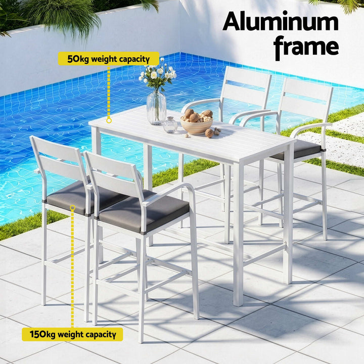 Hudson Outdoor Bar Table Set (5 Piece) White