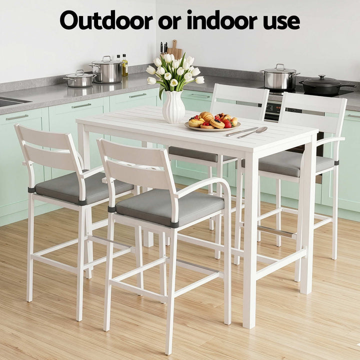 Hudson Outdoor Bar Table Set (5 Piece) White