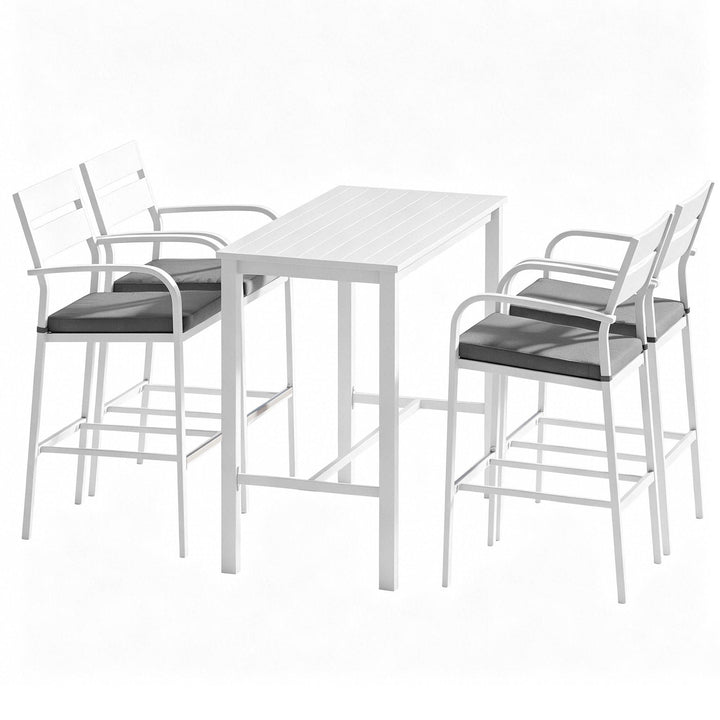 Hudson Outdoor Bar Table Set (5 Piece) White