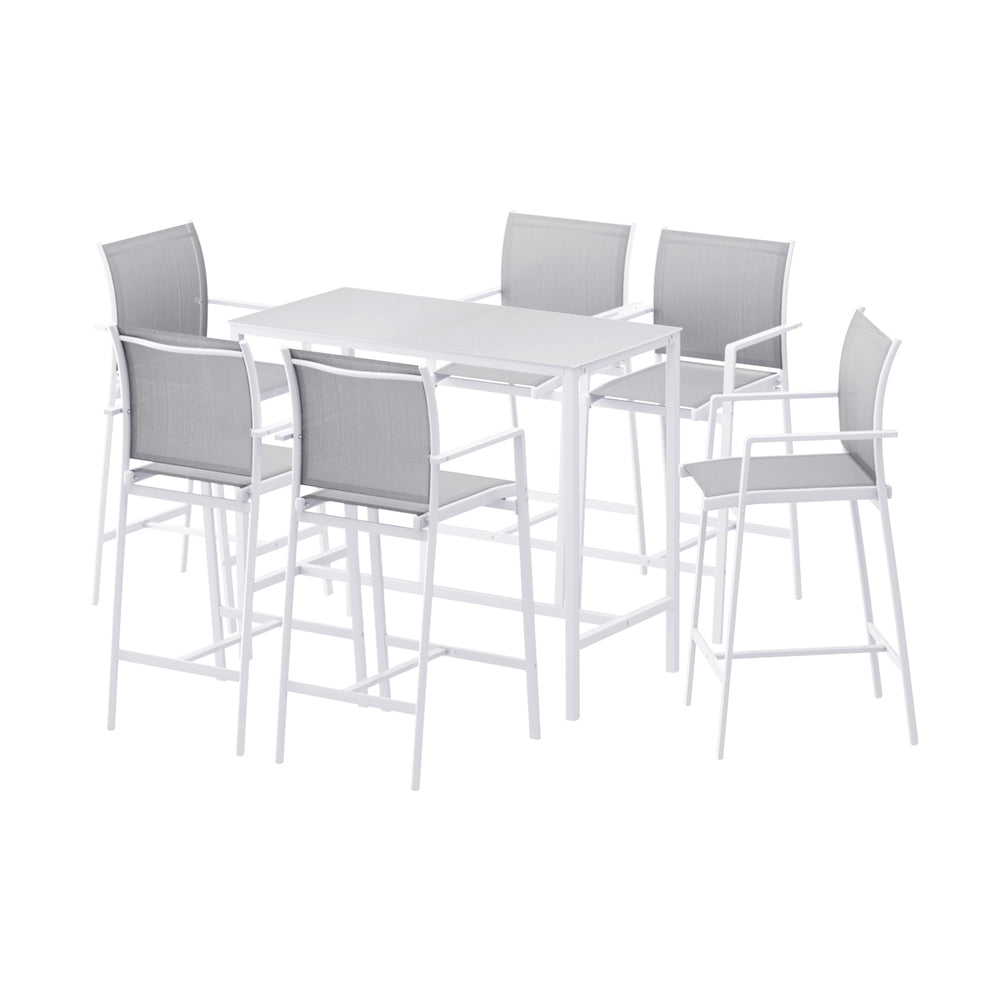 Gardeon Outdoor Bar Table Set (7 Piece) White