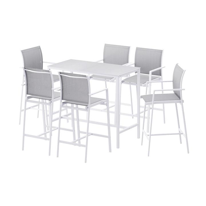 Gardeon Outdoor Bar Table Set (7 Piece) White