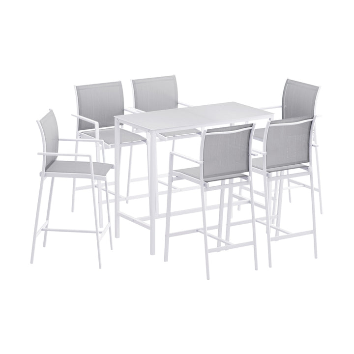 Gardeon Outdoor Bar Table Set (7 Piece) White