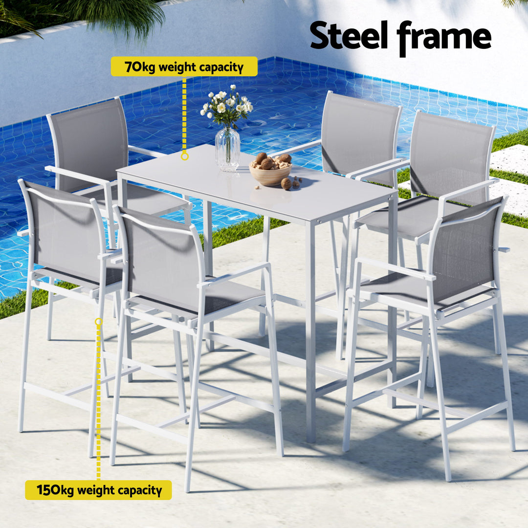 Gardeon Outdoor Bar Table Set (7 Piece) White