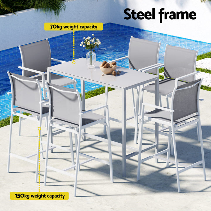 Gardeon Outdoor Bar Table Set (7 Piece) White