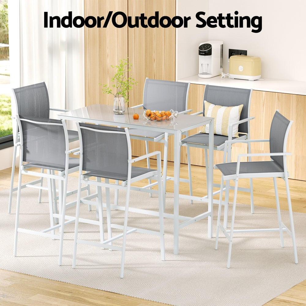 Gardeon Outdoor Bar Table Set (7 Piece) White