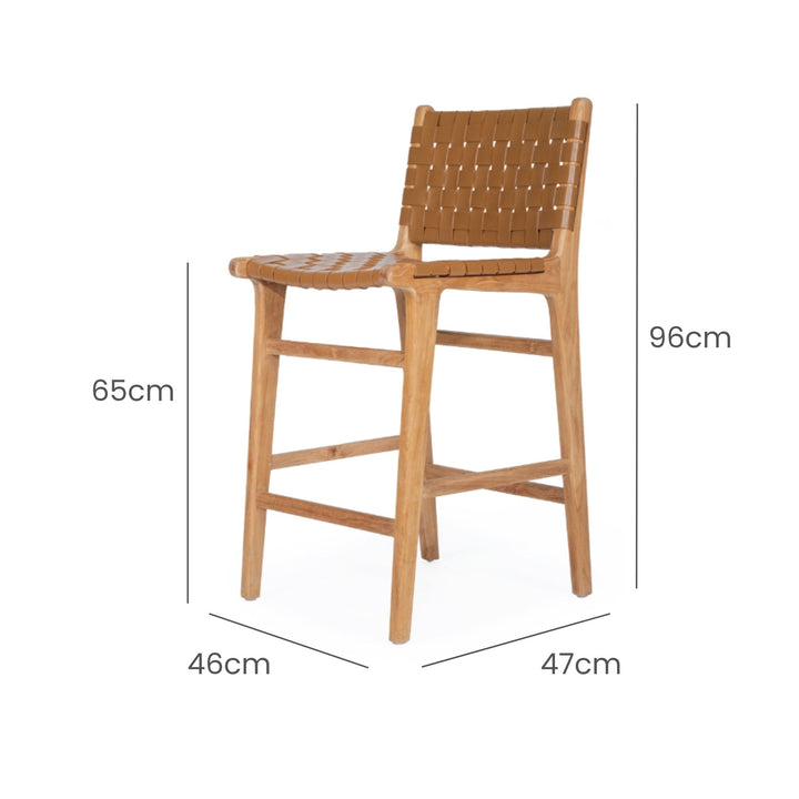 Karina Leather Counter Stool (Woven) Tan 65cm