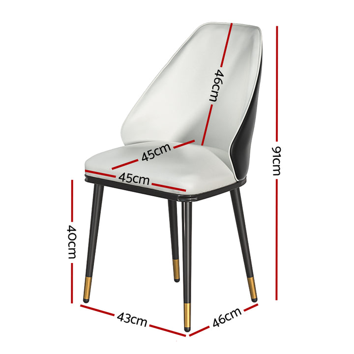 Artiss Leather Kitchen Dining Chairs (Set of 2) Cream & Black