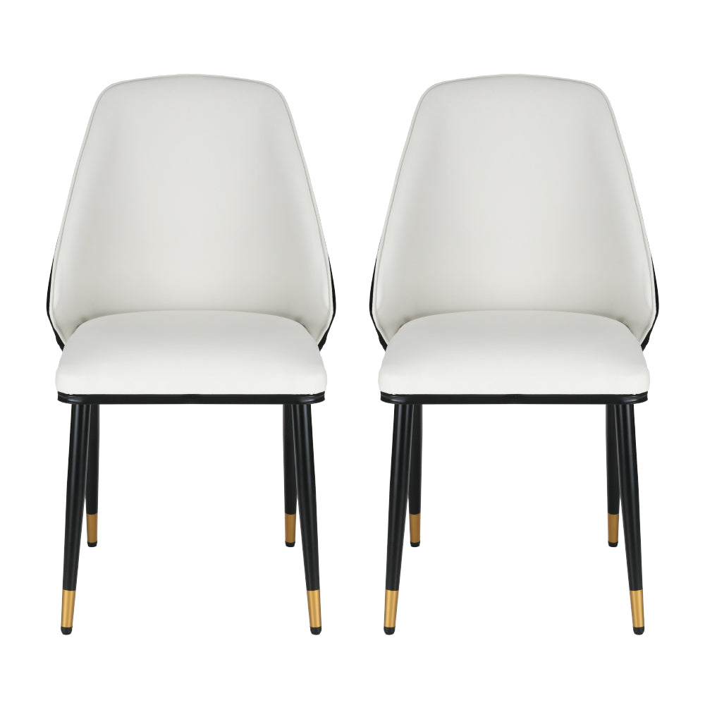 Artiss Leather Kitchen Dining Chairs (Set of 2) Cream & Black