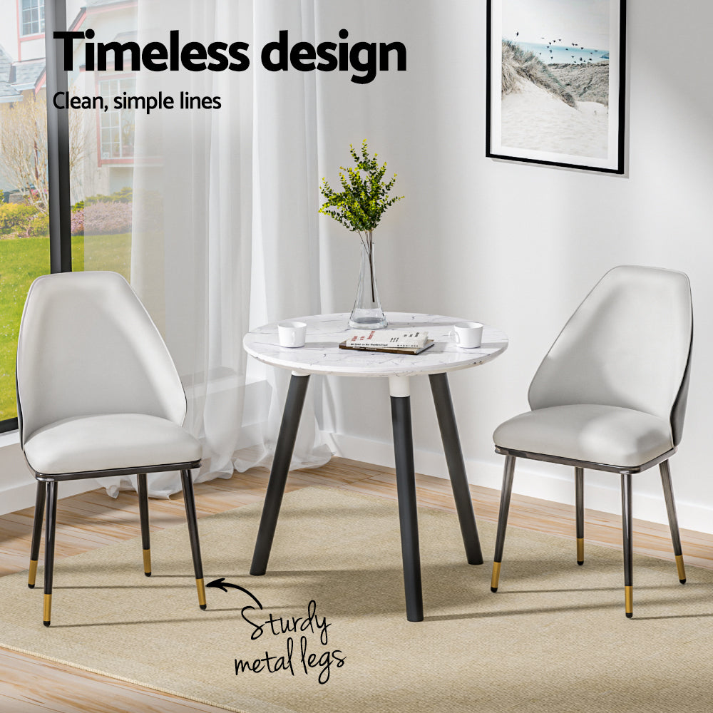Artiss Leather Kitchen Dining Chairs (Set of 2) Cream & Black