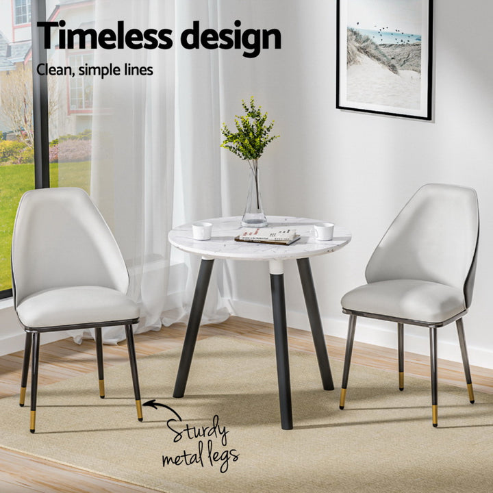 Artiss Leather Kitchen Dining Chairs (Set of 4) Cream & Black