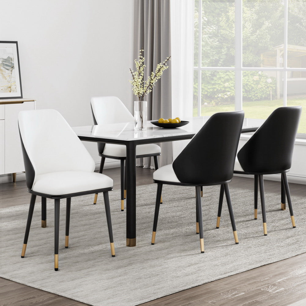 Artiss Leather Kitchen Dining Chairs (Set of 4) Cream & Black