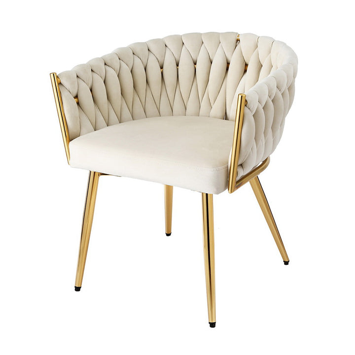 Artiss Velvet Fabric Kitchen Dining Chair Plush Beige