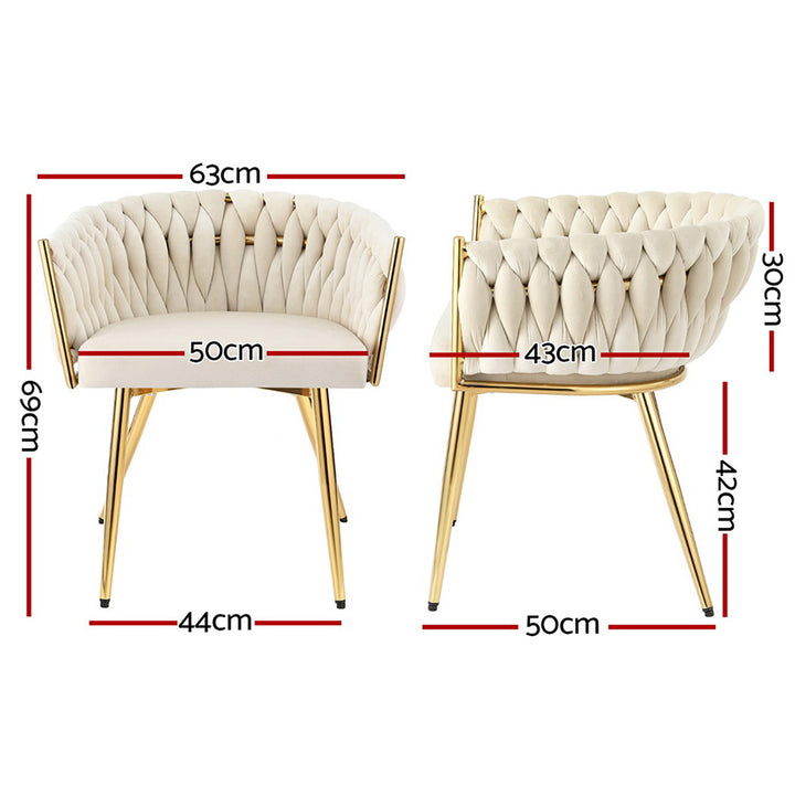 Artiss Velvet Fabric Kitchen Dining Chair Plush Beige