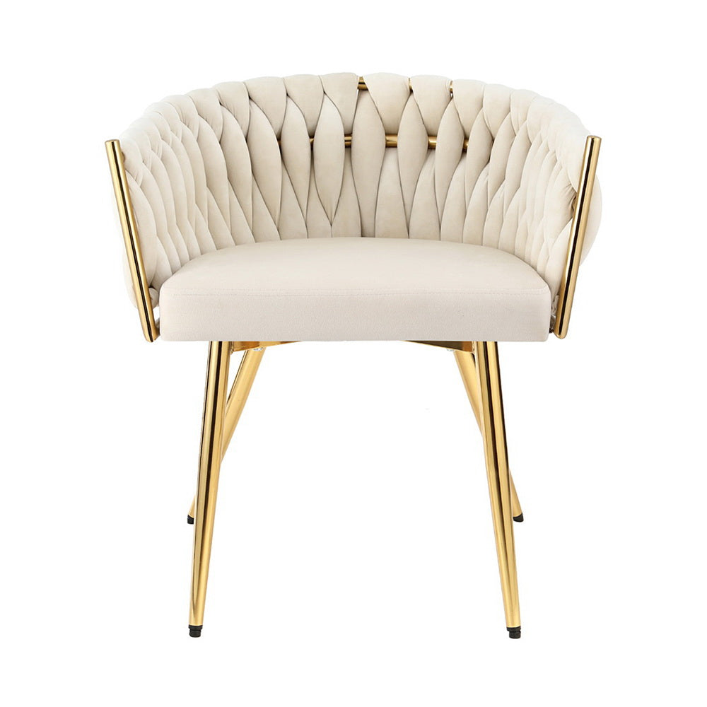 Artiss Velvet Fabric Kitchen Dining Chair Plush Beige
