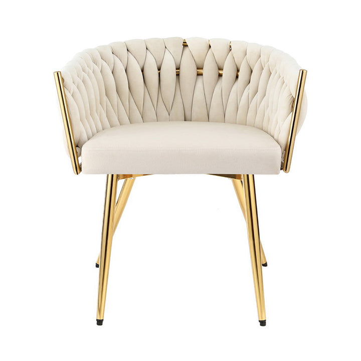 Artiss Velvet Fabric Kitchen Dining Chair Plush Beige