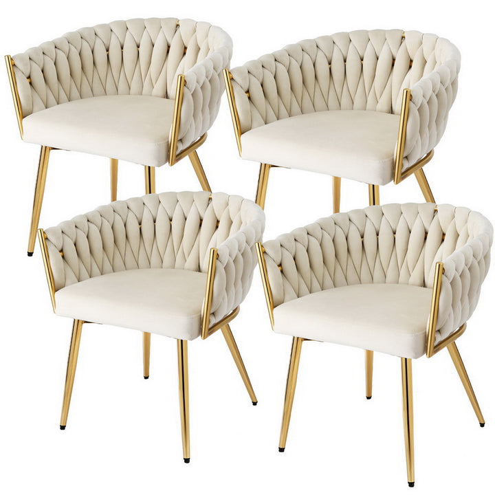 Artiss Velvet Fabric Kitchen Dining Chair Plush (Set of 4) Beige
